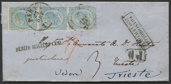 1864, Regno dItalia, lettera da Parma per Trieste del 23 settembre 1864  - Asta Filatelia - Associazione Nazionale - Case d'Asta italiane