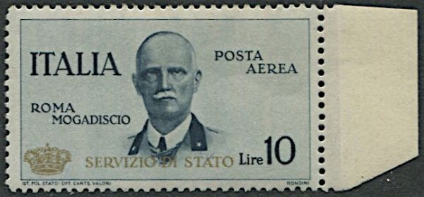 1934, Regno dItalia, Servizio Aereo, 10 lire ardesia  - Asta Filatelia - Associazione Nazionale - Case d'Asta italiane