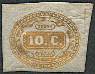 1863, Regno dItalia, Segnatasse, 10c. arancio (S. 1b)  - Asta Filatelia - Associazione Nazionale - Case d'Asta italiane