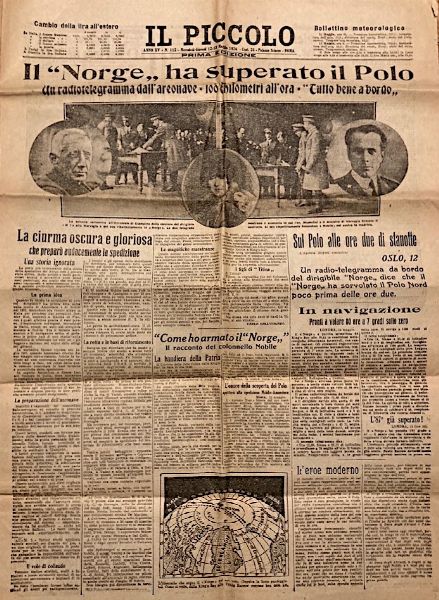 1926, Giornali, due copie dl quotidiano Il Piccolo, una del 12/13 Maggio e l'altra del 14/15 Maggio 1926  - Asta Filatelia - Associazione Nazionale - Case d'Asta italiane