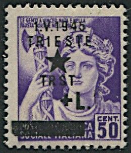 1945, Trieste Occupazione Jugoslava, Monumenti Distrutti, cent. 50  - Asta Filatelia - Associazione Nazionale - Case d'Asta italiane