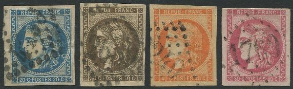 1870, Francia, Emissione di Bordeaux, 9 valori  - Asta Filatelia - Associazione Nazionale - Case d'Asta italiane