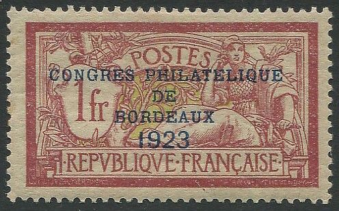 1923, Francia, Congresso di Bordeaux  - Asta Filatelia - Associazione Nazionale - Case d'Asta italiane