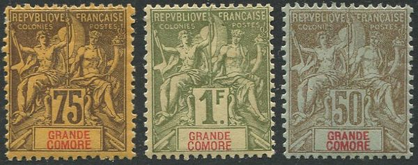 1897, Grand Comore, first issue, 13 values  - Asta Filatelia - Associazione Nazionale - Case d'Asta italiane