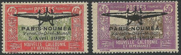 1932, New Caledonia, Air Post, Paris Noumea flight issue  - Asta Filatelia - Associazione Nazionale - Case d'Asta italiane