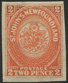 1860, New Foundland, 2p. orange  - Asta Filatelia - Associazione Nazionale - Case d'Asta italiane