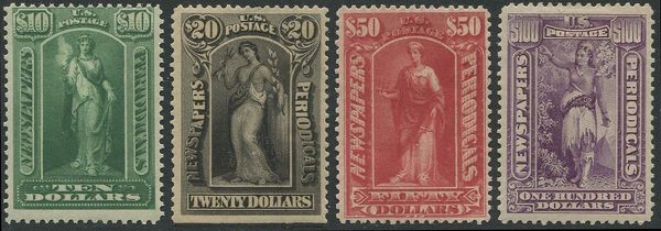 1895/97, USA, newspaper stamps, wmk 191, set of 12  - Asta Filatelia - Associazione Nazionale - Case d'Asta italiane