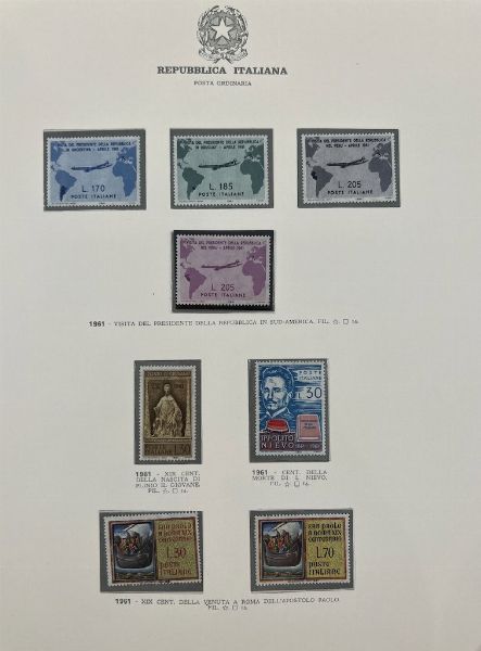 1945/1973, Repubblica Italiana, collezione completa nuova, con gomma integra  - Asta Filatelia - Associazione Nazionale - Case d'Asta italiane