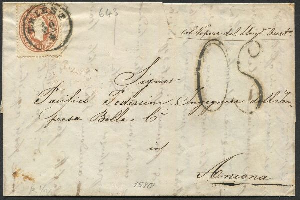 1861/62, Austria, due lettere da Trieste per Ancona  - Asta Filatelia - Associazione Nazionale - Case d'Asta italiane