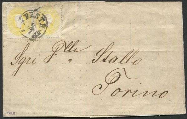 1861, Ungheria, lettera da Pesth per Torino del 9 luglio 1861  - Asta Filatelia - Associazione Nazionale - Case d'Asta italiane