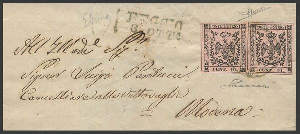 1859, Modena, Cisappennino Modenese, lettera da Reggio per Modena del 3 ottobre 1859  - Asta Filatelia - Associazione Nazionale - Case d'Asta italiane