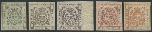 1859, Modena, Governo Provvisorio, 5 valori:  - Asta Filatelia - Associazione Nazionale - Case d'Asta italiane