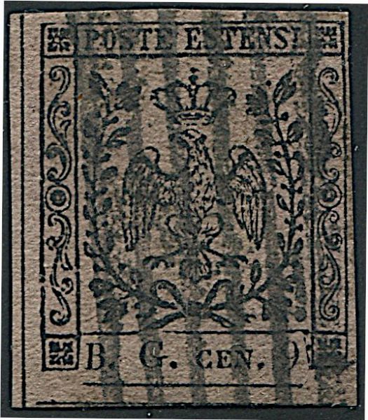 1853, Modena, segnatasse per giornali, 9 cent. violetto grigio  - Asta Filatelia - Associazione Nazionale - Case d'Asta italiane