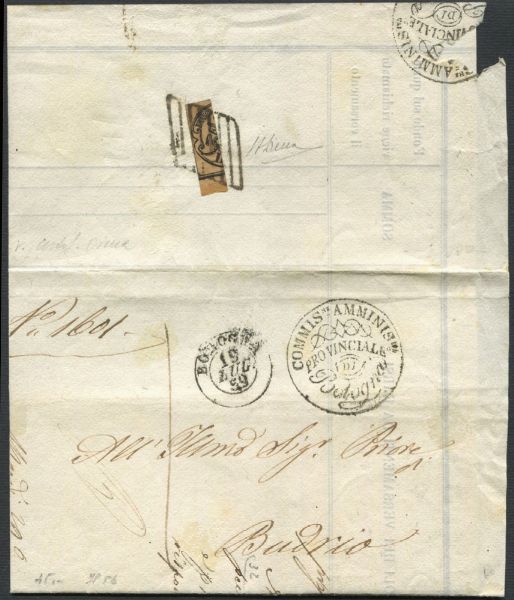 1859, Romagna, Governo Provvisorio, lettera da Bologna per Budrio del 19 luglio 1859  - Asta Filatelia - Associazione Nazionale - Case d'Asta italiane