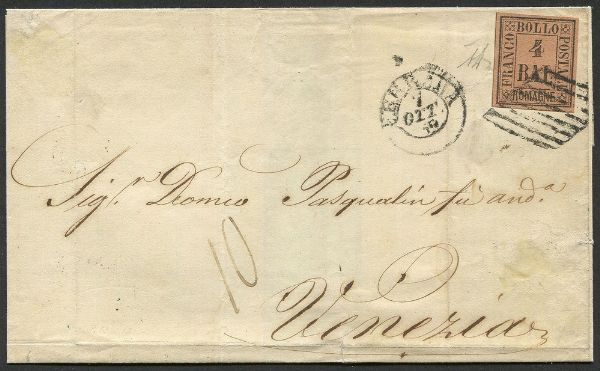 1859, Romagne, Governo Provvisorio, lettera da Ferrara per Venezia del 7 ottobre 1859  - Asta Filatelia - Associazione Nazionale - Case d'Asta italiane