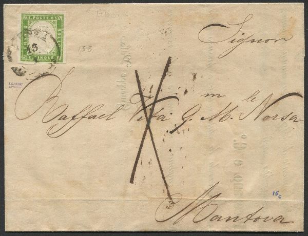 1860, Sardegna, stampe da Monza per Mantova del 13 gennaio 1860  - Asta Filatelia - Associazione Nazionale - Case d'Asta italiane