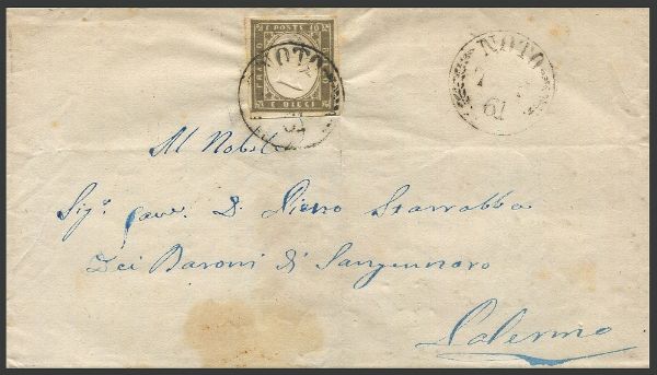 1861, Sicilia, Lettera da Noto per Palermo del 7 maggio 1861  - Asta Filatelia - Associazione Nazionale - Case d'Asta italiane