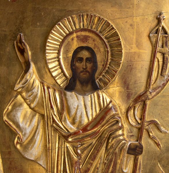 Icona dorata raffigurante la Resurrezione di Cristo  - Asta Coralli, Avori e Argenti: capolavori da importanti collezioni italiane - Icone Russe - Associazione Nazionale - Case d'Asta italiane