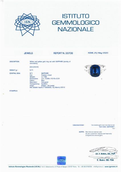 ANELLO CON ZAFFIRO CEYLON E DIAMANTI  - Asta Gioielli - Associazione Nazionale - Case d'Asta italiane