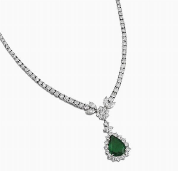 COLLANA CON SMERALDO E DIAMANTI  - Asta Gioielli - Associazione Nazionale - Case d'Asta italiane