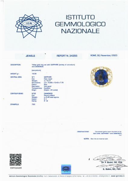 ANELLO CON ZAFFIRO E DIAMANTI  - Asta Gioielli - Associazione Nazionale - Case d'Asta italiane