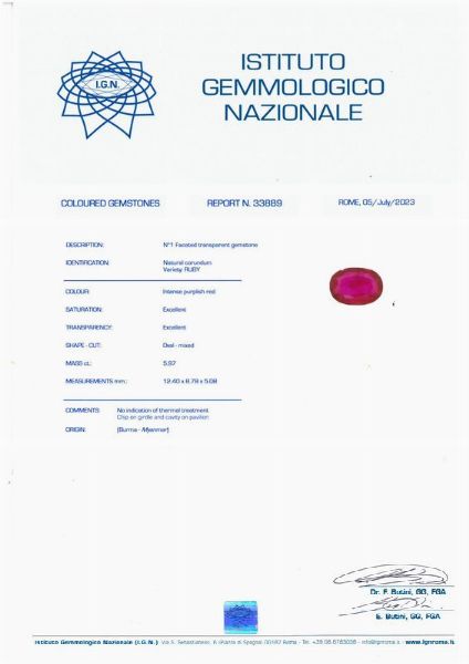 ANELLO A FASCIA CON RUBINO BIRMANO E DIAMANTI  - Asta Gioielli - Associazione Nazionale - Case d'Asta italiane