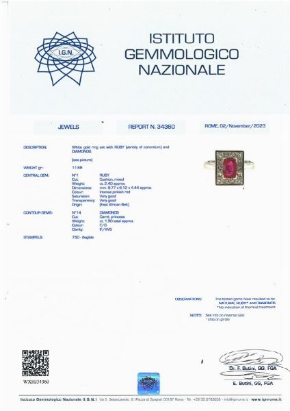 ANELLO CON RUBINO E DIAMANTI  - Asta Gioielli - Associazione Nazionale - Case d'Asta italiane