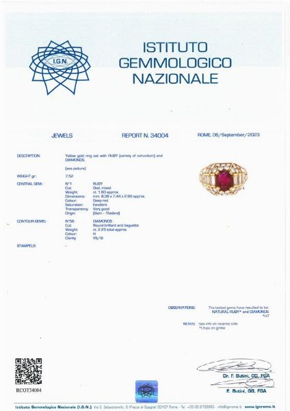 ANELLO CON RUBINO E DIAMANTI  - Asta Gioielli - Associazione Nazionale - Case d'Asta italiane