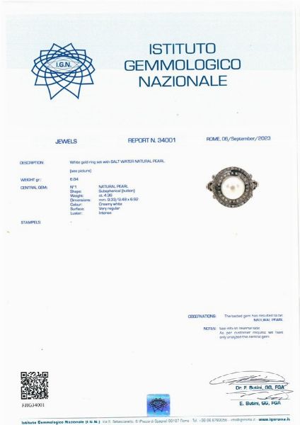 ANELLO CON PERLA NATURALE E DIAMANTI  - Asta Gioielli - Associazione Nazionale - Case d'Asta italiane