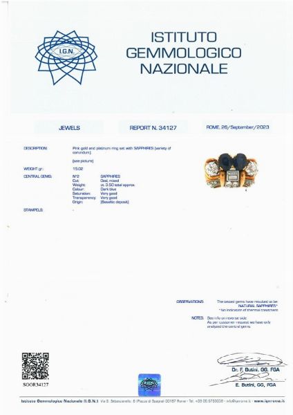 ANELLO CON ZAFFIRI E DIAMANTI  - Asta Gioielli - Associazione Nazionale - Case d'Asta italiane