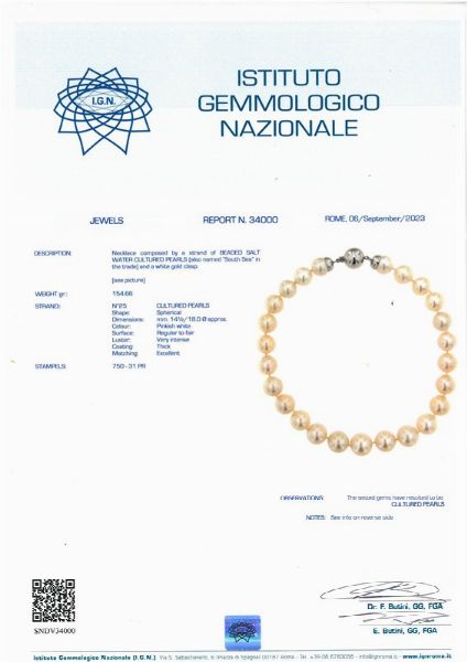 COLLANA DI PERLE SOUTH SEA  - Asta Gioielli - Associazione Nazionale - Case d'Asta italiane