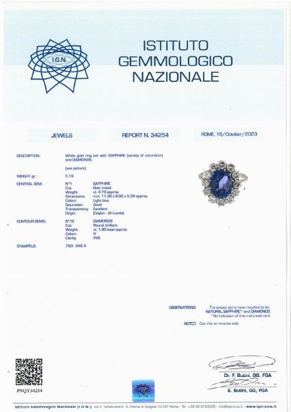 ANELLO CON ZAFFIRO CEYLON E DIAMANTI  - Asta Gioielli - Associazione Nazionale - Case d'Asta italiane