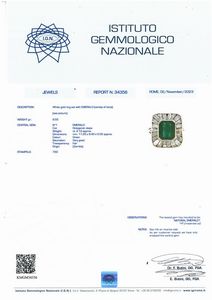 ANELLO CON SMERALDO ZAMBIA E DIAMANTI  - Asta Gioielli - Associazione Nazionale - Case d'Asta italiane