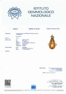 ANELLO CON TOPAZIO IMPERIALE E DIAMANTI  - Asta Gioielli - Associazione Nazionale - Case d'Asta italiane