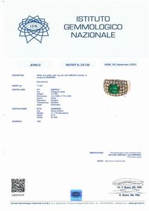 ANELLO A FASCIA CON SMERALDO COLOMBIANO E DIAMANTI  - Asta Gioielli - Associazione Nazionale - Case d'Asta italiane