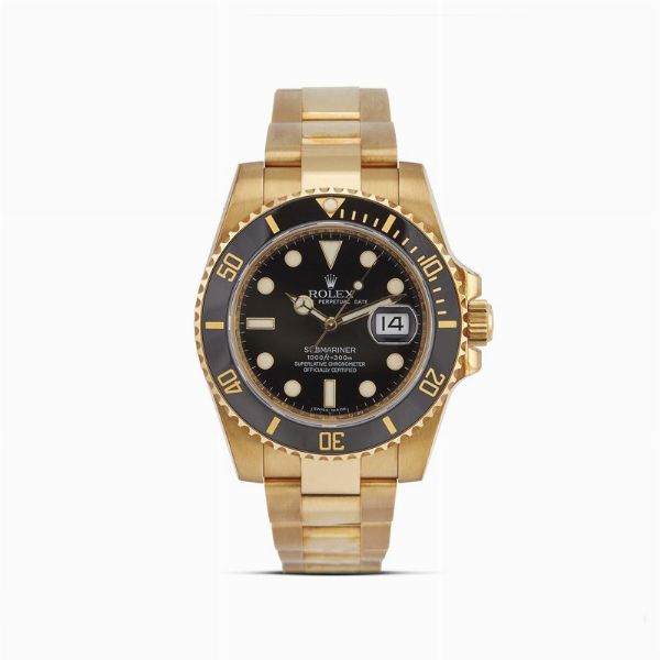 ROLEX : ROLEX SUBMARINER ORO GIALLO REF. 116618LN N. M5480XX ANNO 2009  - Asta OROLOGI DA POLSO E DA TASCA - Associazione Nazionale - Case d'Asta italiane