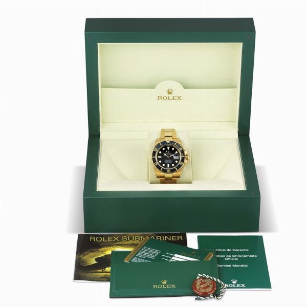 ROLEX : ROLEX SUBMARINER ORO GIALLO REF. 116618LN N. M5480XX ANNO 2009  - Asta OROLOGI DA POLSO E DA TASCA - Associazione Nazionale - Case d'Asta italiane