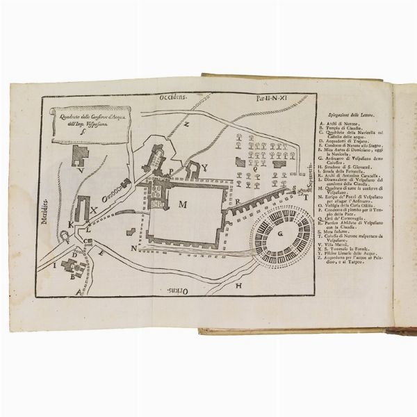 (Roma - Acque)   CASSIO, Alberto.   Dell’acque antiche portate da lontane contrade fuori e dentro Roma. Parte prima [-seconda].   In Roma, nella stamperia Giannini in Piazza Capranica, 1756-1757.   [RILEGATO CON:]   CASSIO, Alberto.   Memorie istoriche della vita di Santa Silvia … coll’illustrazione delli beni, e castelli nel Lazio ornati dalli quattro acquedotti, che portavano a Roma le remotissime acque Marcia, Claudia, e le due Aniene.   In Roma, nella stamperia di Angelo Rotilj, 1755.  - Asta LIBRI, MANOSCRITTI E AUTOGRAFI - Associazione Nazionale - Case d'Asta italiane