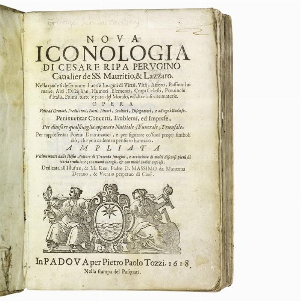 (Emblemi - Illustrati 600)   RIPA Cesare.   Nova iconologia  . In Padoua, per Pietro Paolo Tozzi nella stampa del Pasquati, 1618.  - Asta LIBRI, MANOSCRITTI E AUTOGRAFI - Associazione Nazionale - Case d'Asta italiane