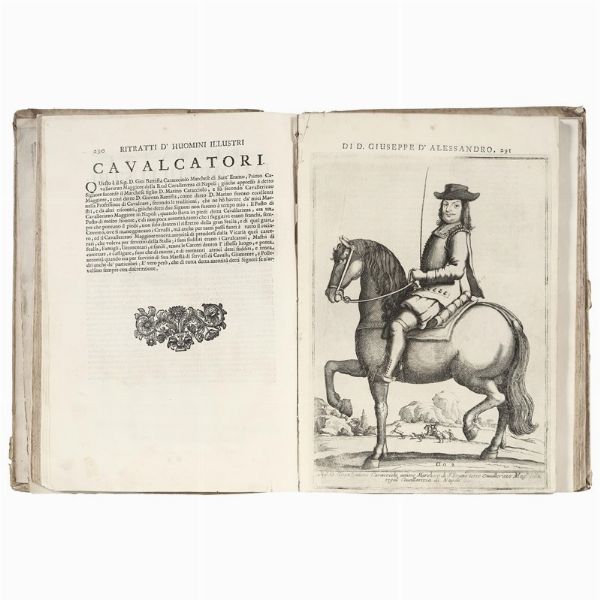 (Equitazione - Illustrati 700)   D’ALESSANDRO, Giuseppe.   Opera […] in cinque libri. Ne’ quali si tratta delle regole di cavalcare, della professione di spada, ed altri esercizj d’armi.   In Napoli, Antonio Muzio erede di Michele Luigi, 1723 (In Napoli, per Michele-Luigi Muzio, 1724).  - Asta LIBRI, MANOSCRITTI E AUTOGRAFI - Associazione Nazionale - Case d'Asta italiane