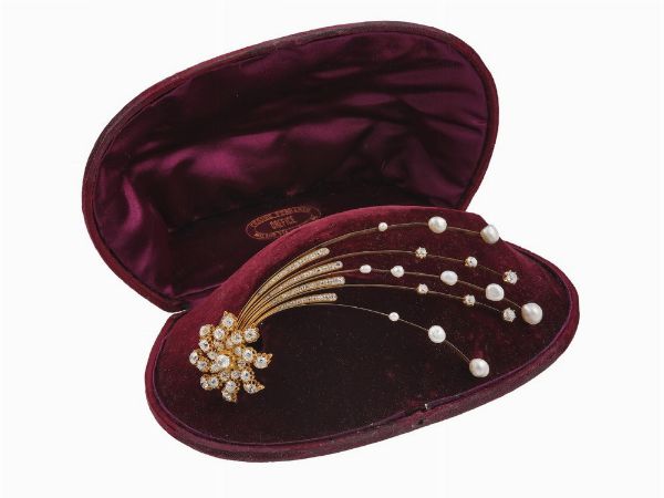 Aigrette con diamanti di vecchio taglio e perle  - Asta Fine Jewels - Associazione Nazionale - Case d'Asta italiane