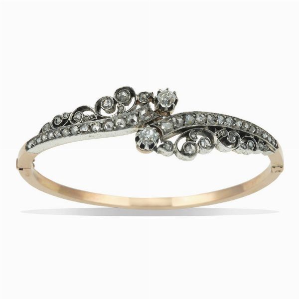 Bracciale rigido con diamanti di vecchio taglio  - Asta Fine Jewels - Associazione Nazionale - Case d'Asta italiane