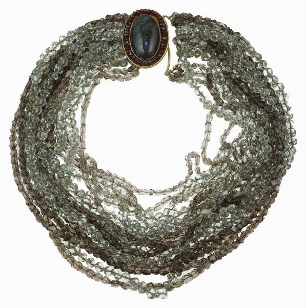 Collana multifilo con labradorite, paste vitree e quarzi  - Asta Fine Jewels - Associazione Nazionale - Case d'Asta italiane