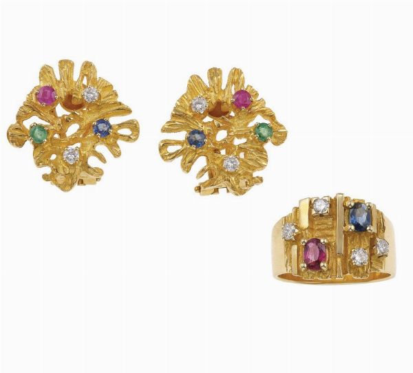 Demi-parure, gem-set, composta da anello ed orecchini  - Asta Fine Jewels - Associazione Nazionale - Case d'Asta italiane