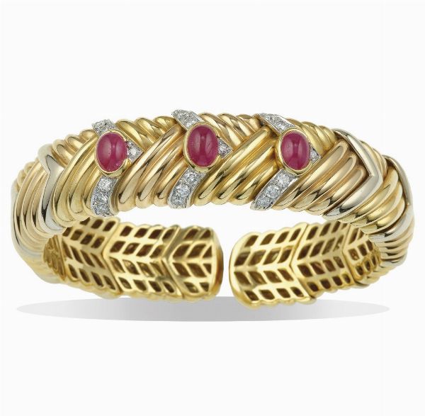 Pomellato. Bracciale rigido con diamanti e rubini  - Asta Fine Jewels - Associazione Nazionale - Case d'Asta italiane