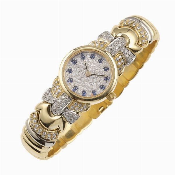 Orologio, bracciale semirigido con pav di diamanti  - Asta Fine Jewels - Associazione Nazionale - Case d'Asta italiane