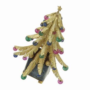 Albero di Natale con rubini, zaffiri, smeraldi  - Asta Fine Jewels - Associazione Nazionale - Case d'Asta italiane