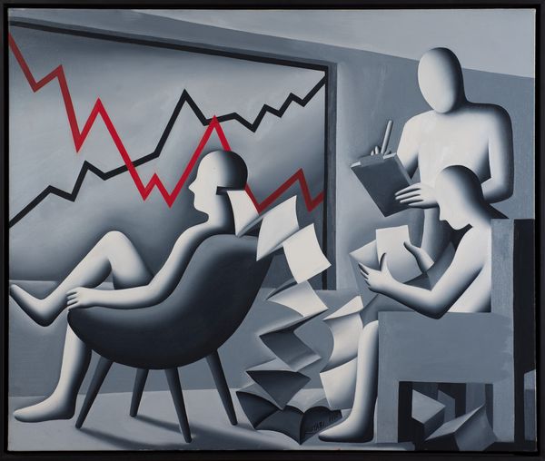 Mark  Kostabi : Economic Indicators  - Asta Arte Moderna e Contemporanea - Associazione Nazionale - Case d'Asta italiane