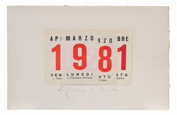 Alighiero  Boetti : Calendario 1981  - Asta Arte Moderna e Contemporanea - Associazione Nazionale - Case d'Asta italiane