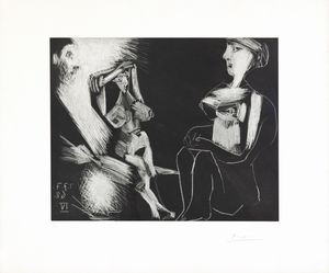 Pablo Picasso - Homme Avec Deux Femmes Nues (347 series No. 222)